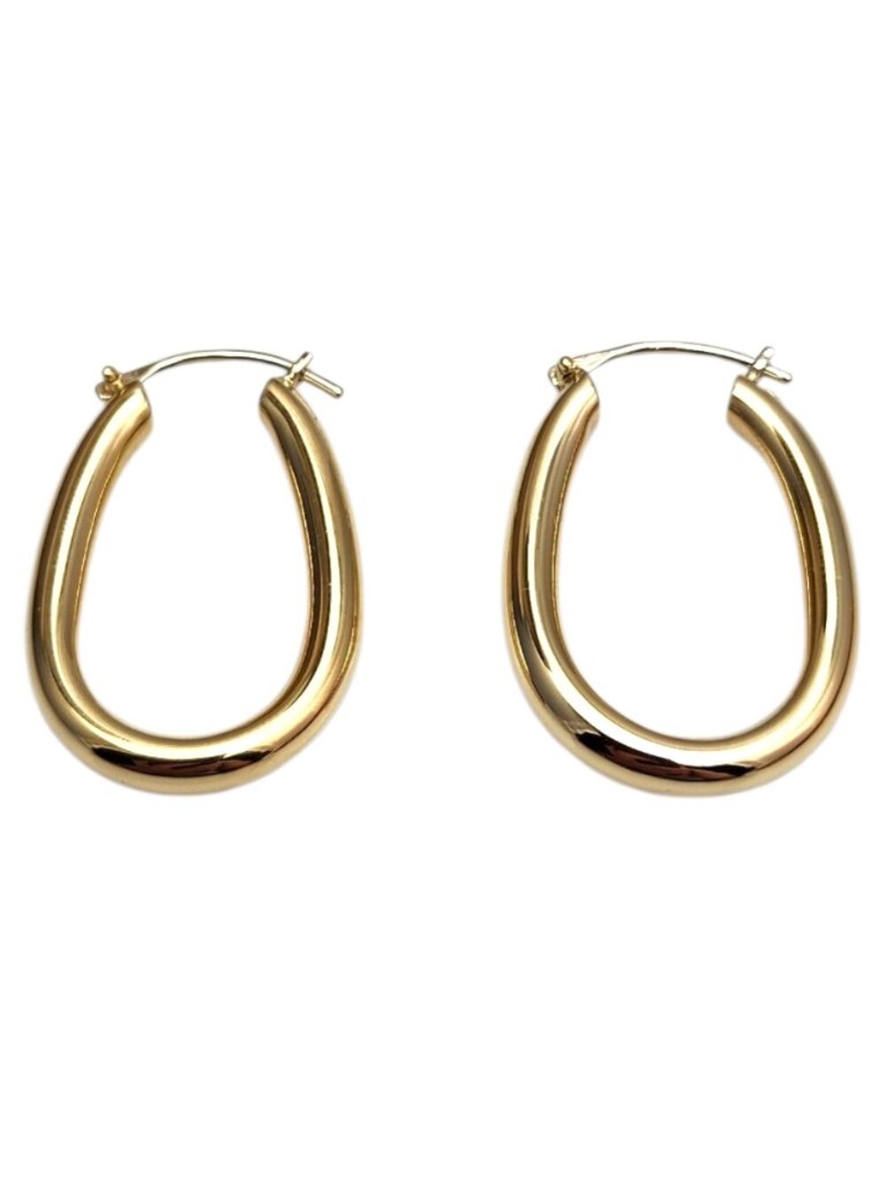 14K Yellow Gold Oval Hoops #25424